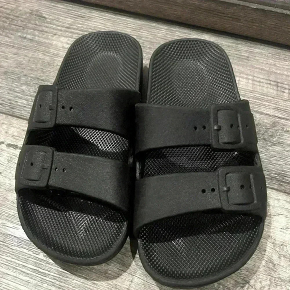 Freedom Moses Kids Toddler Sz 26/27 Black Adjustable Double Buckle Slide Sandals - Picture 1 of 9